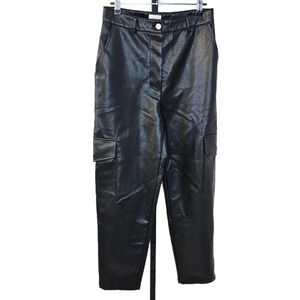Aritzia Wilfred Modern Cargo Pant Size 6 Black Vegan Leather  High Rise Utility